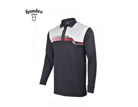 Men Long Sleeve Golf Shirt - Black