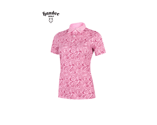 Women Pink Floral Golf Shirt