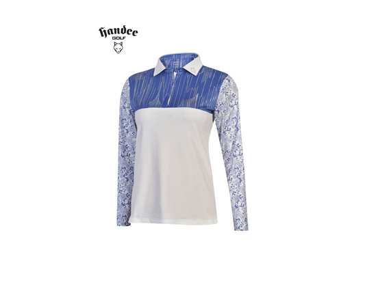 Women Floral Long Sleeve Golf Shirt - Purple